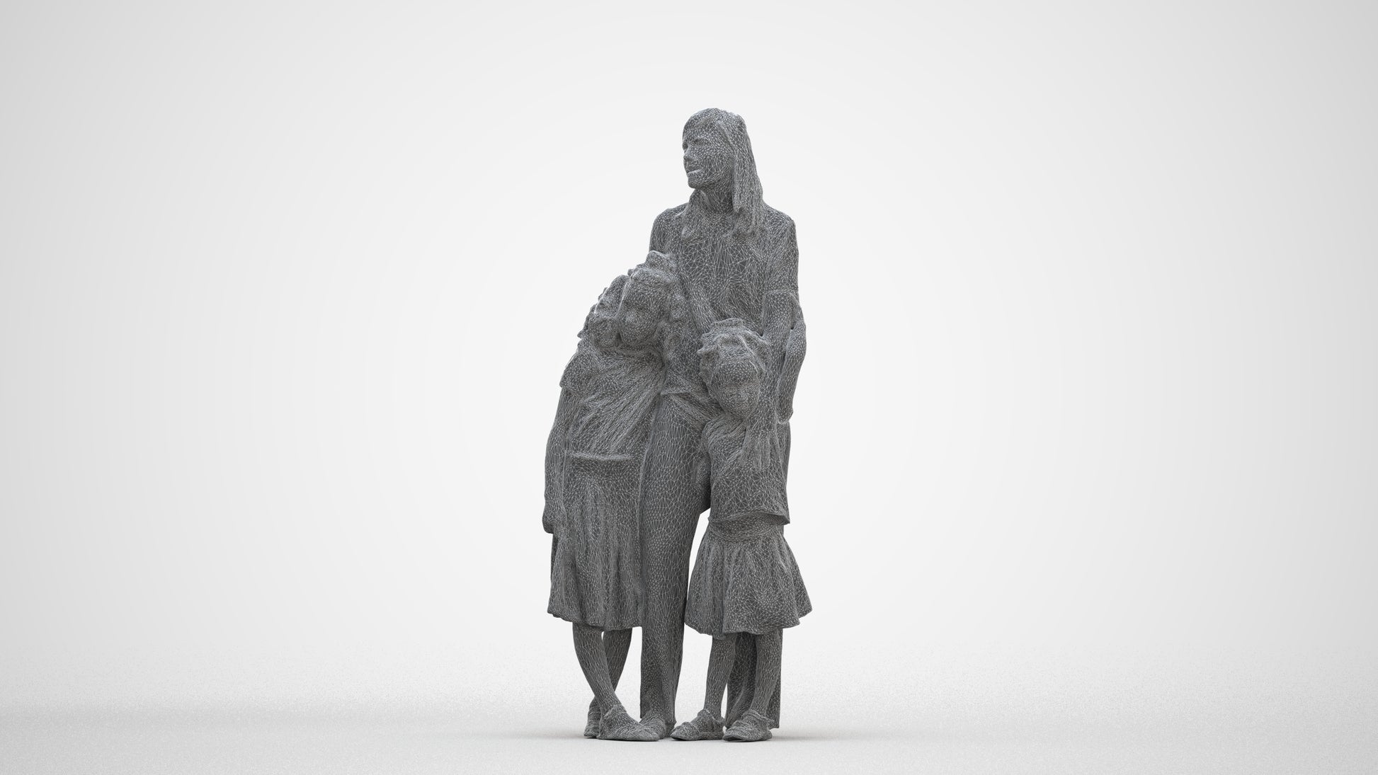 photogrammetry 3D girl casual kids, realistic human model archviz FBX, top-down view render