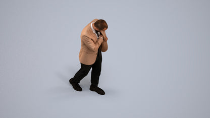 realistic 3D human man business walking, archviz people FBX OBJ for Blender, back view render