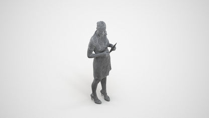3D people model woman business standing, scanned human for 3ds Max rendering, wireframe three-quarter view