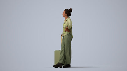 photogrammetry 3D woman casual standing, realistic human model archviz FBX, three-quarter view render