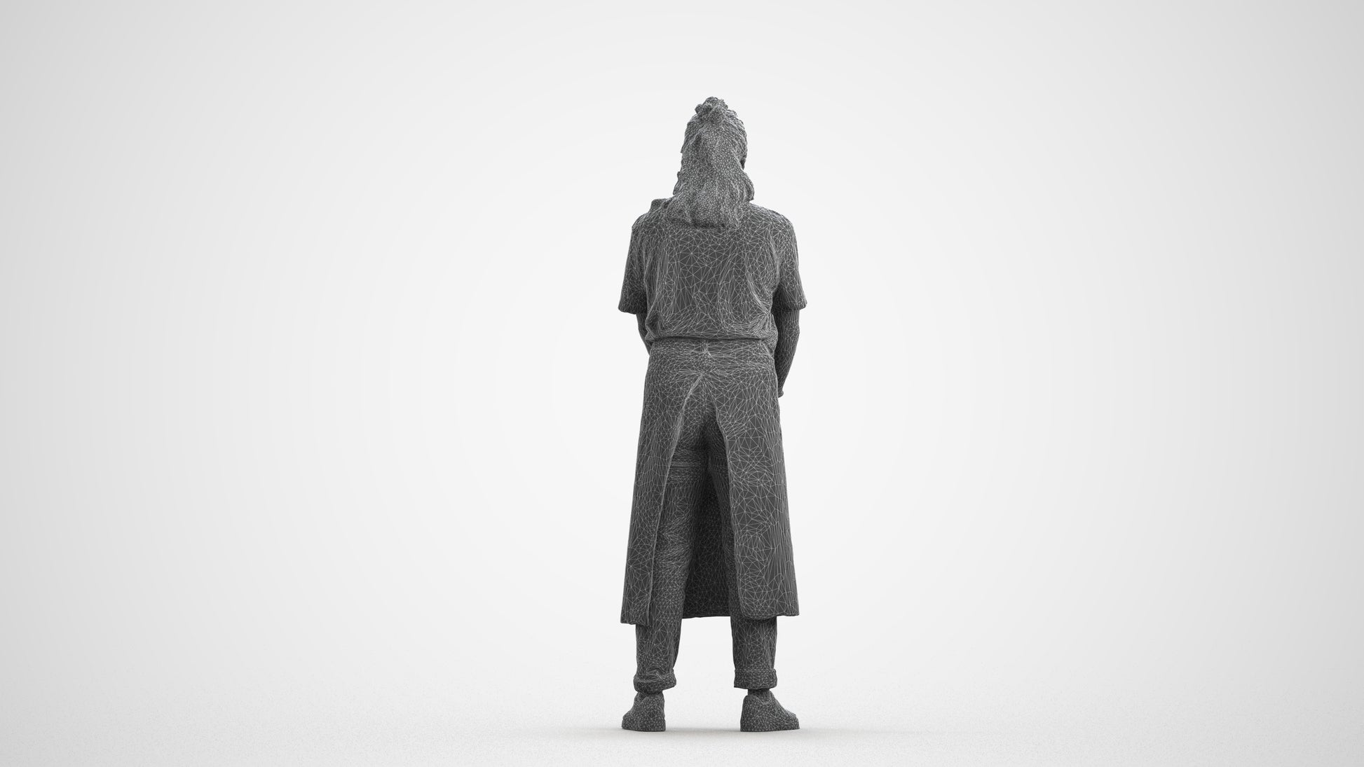 scanned 3D woman hospitality, photogrammetry people for Enscape and V-Ray, wireframe front view