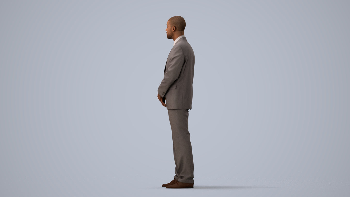 realistic 3D people man business, render-ready for V-Ray and Corona, FBX OBJ, three-quarter view render