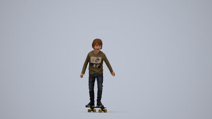 3D scanned boy kids casual, photorealistic archviz people for Enscape and SketchUp, top-down view render