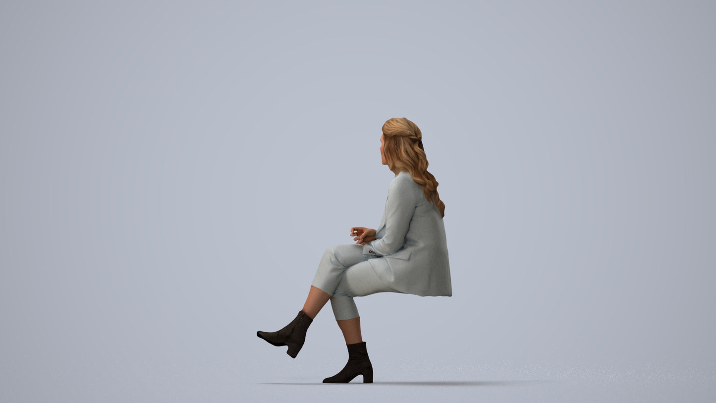 3D scanned woman business, photorealistic archviz people for Enscape and SketchUp, three-quarter view render