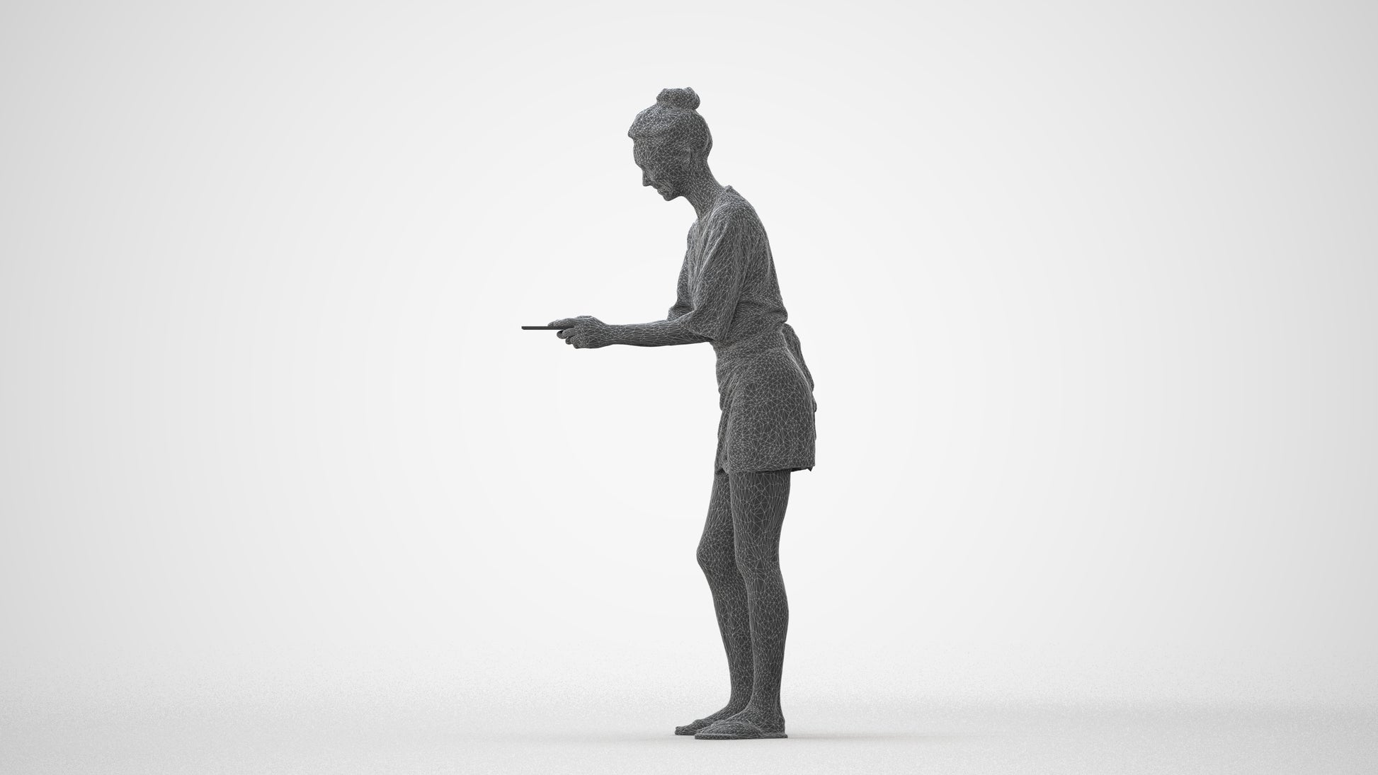 realistic 3D woman casual standing, scanned archviz people for Blender and 3ds Max, square thumbnail