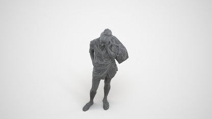 3D people model woman casual standing, scanned human for 3ds Max rendering, wireframe three-quarter view