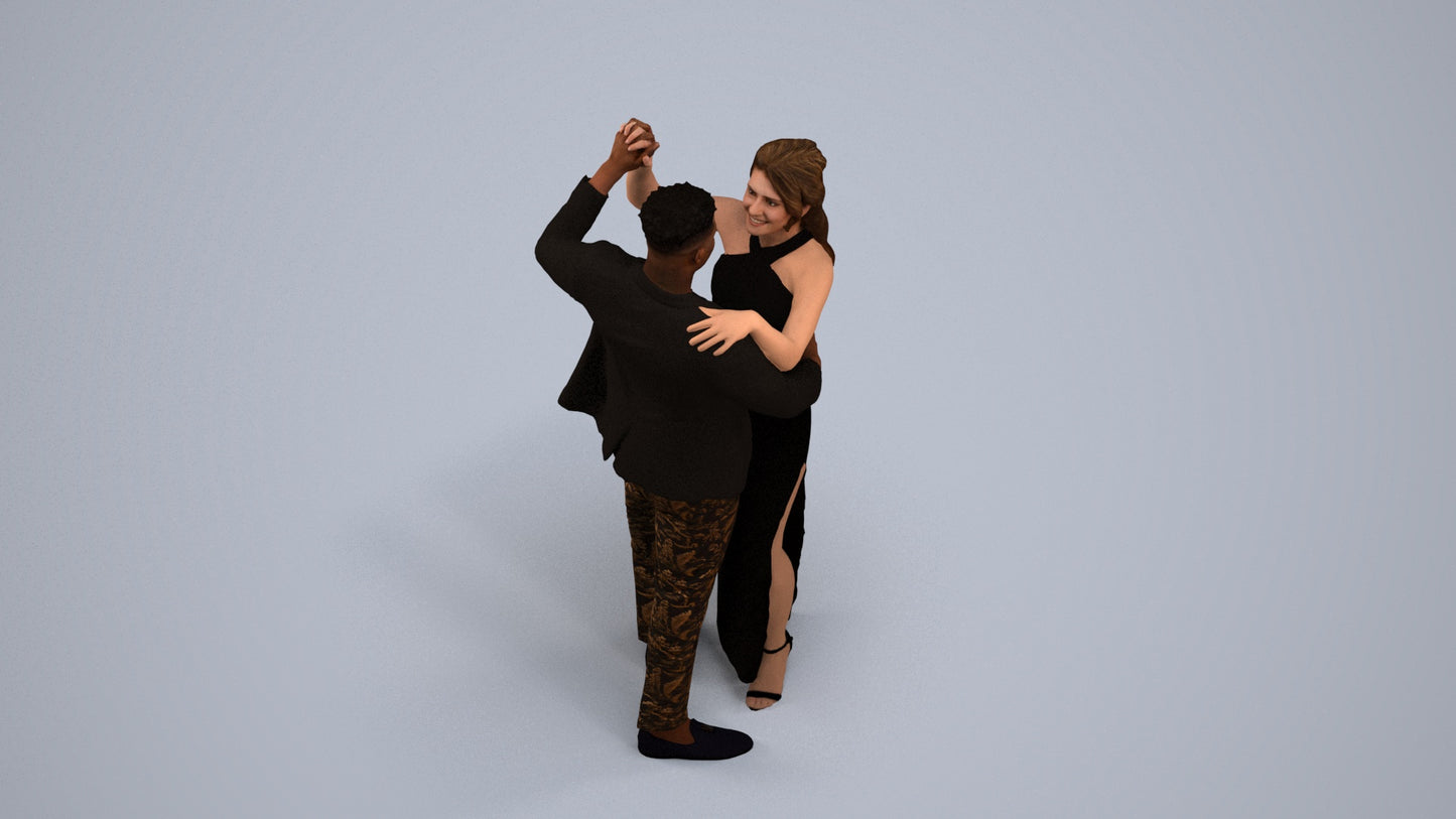 realistic 3D human woman formal kids, archviz people FBX OBJ for Blender, back view render
