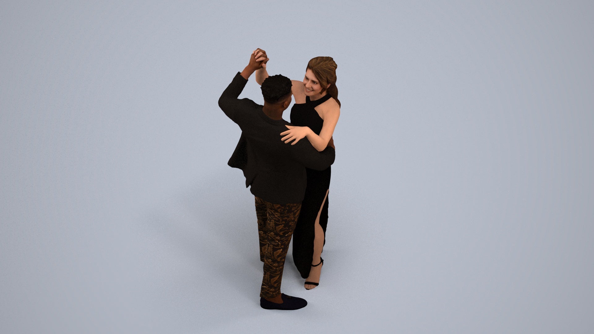 realistic 3D human woman formal kids, archviz people FBX OBJ for Blender, back view render