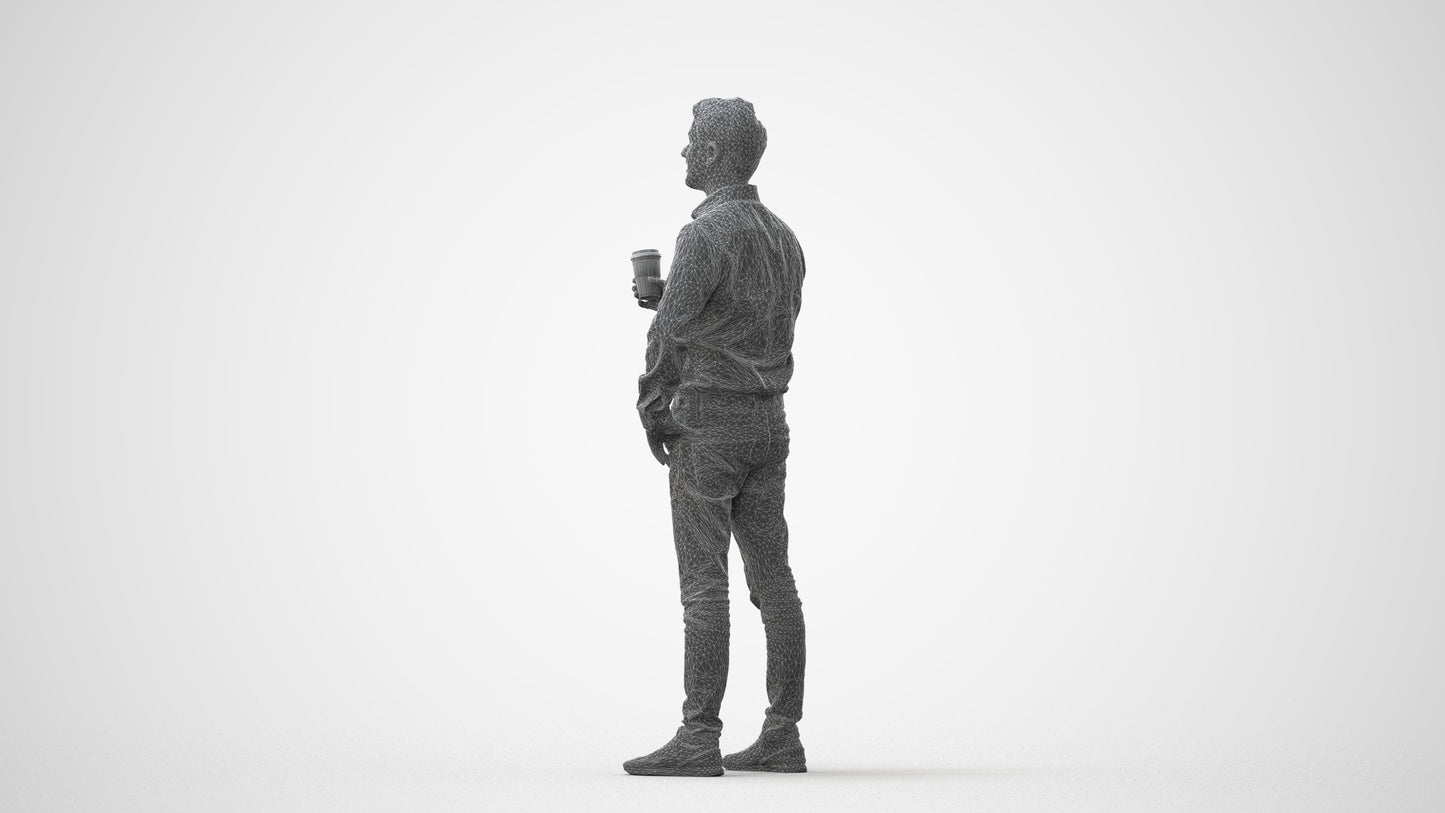 3D scanned man business, photorealistic archviz people for Enscape and SketchUp, square thumbnail