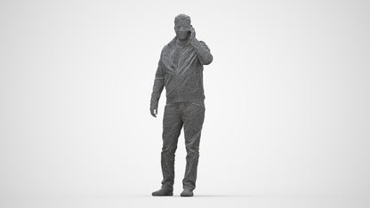 realistic 3D people man casual standing, render-ready for V-Ray and Corona, FBX OBJ, wireframe back view
