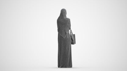 3D human model woman standing, photogrammetry scanned person for archviz, wireframe front view