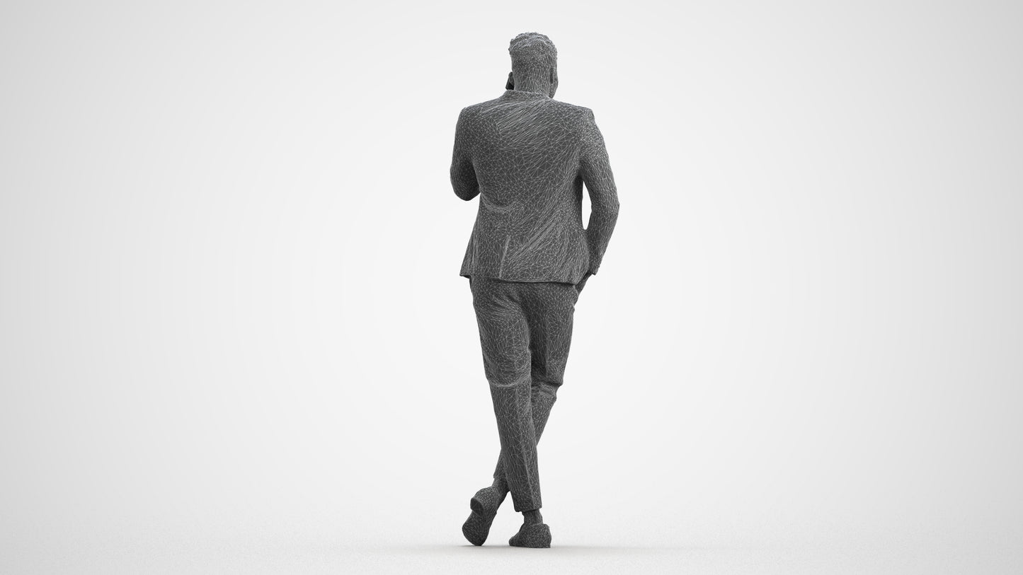 scanned 3D man formal formalaffairs, photogrammetry people for Enscape and V-Ray, wireframe front view