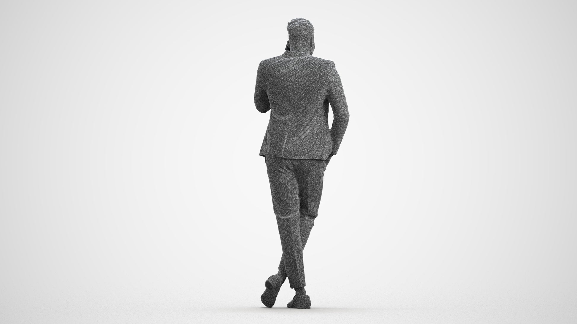 scanned 3D man formal formalaffairs, photogrammetry people for Enscape and V-Ray, wireframe front view