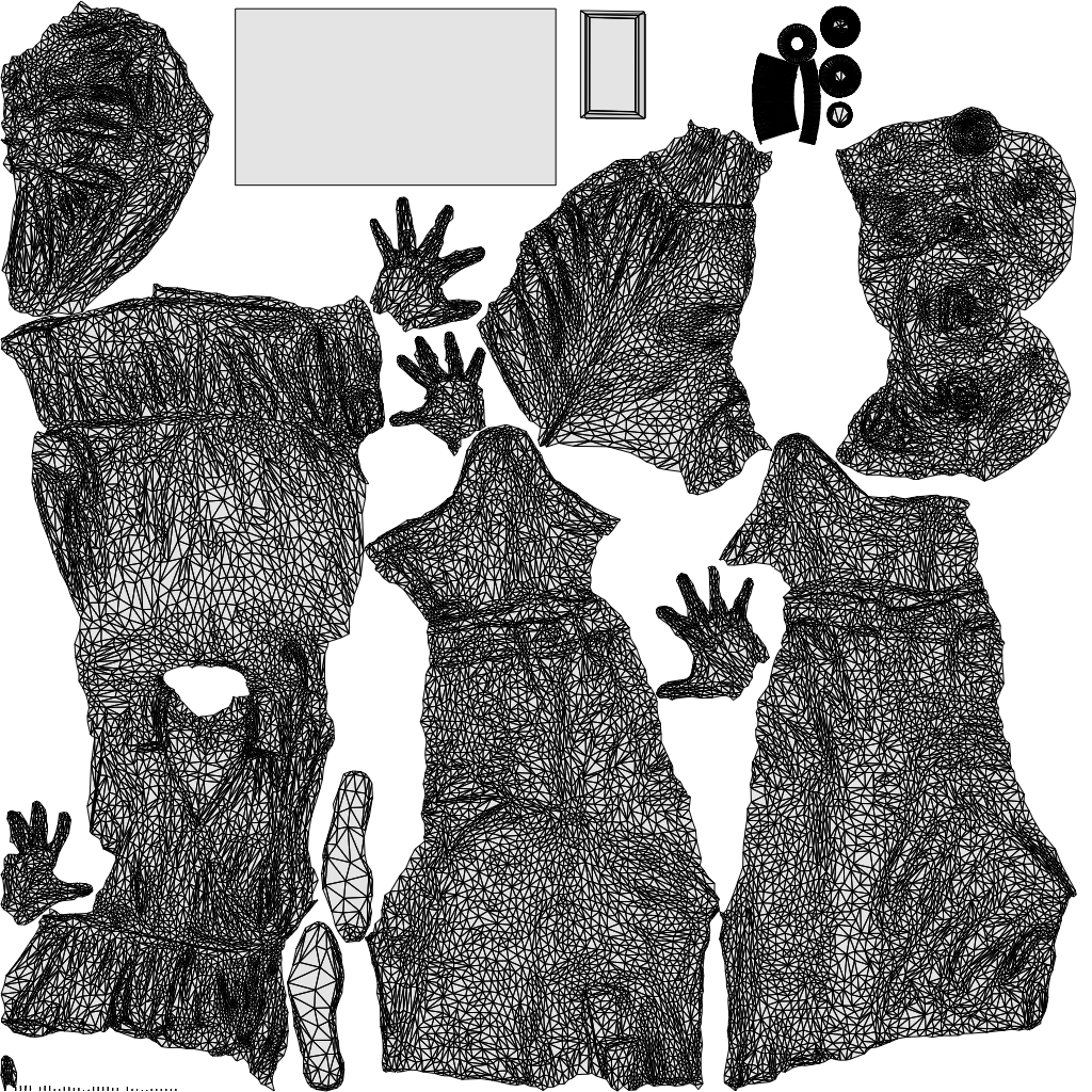 scanned 3D woman casual standing, photogrammetry people for Enscape and V-Ray, wireframe top-down view