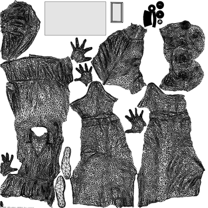 scanned 3D woman casual standing, photogrammetry people for Enscape and V-Ray, wireframe top-down view