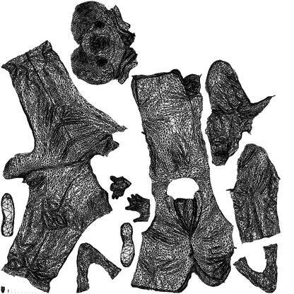 scanned 3D man business, photogrammetry people for Enscape and V-Ray, wireframe top-down view