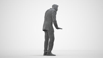3D scanned man business, photorealistic archviz people for Enscape and SketchUp, wireframe side view
