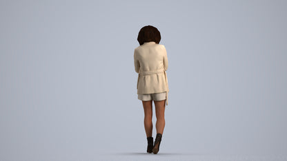 3D people model woman business standing, scanned human for 3ds Max rendering, front view render