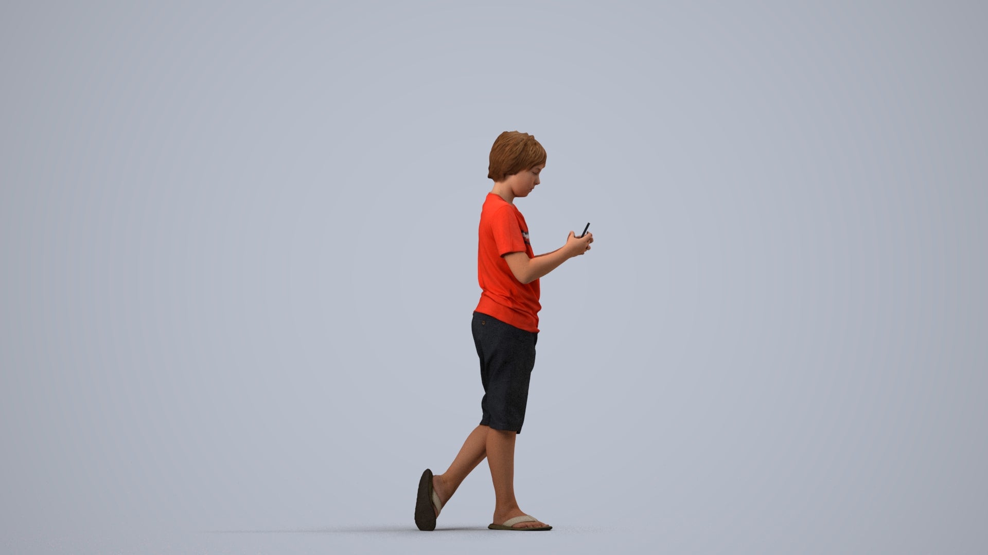 scanned 3D boy casual kids, photogrammetry people for Enscape and V-Ray, side view render