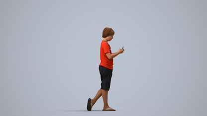 scanned 3D boy casual kids, photogrammetry people for Enscape and V-Ray, side view render