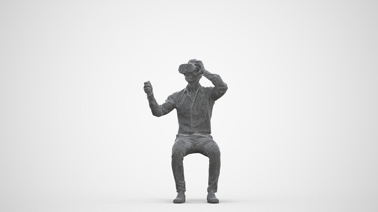 realistic 3D people man business sitting, render-ready for V-Ray and Corona, FBX OBJ, three-quarter front view render