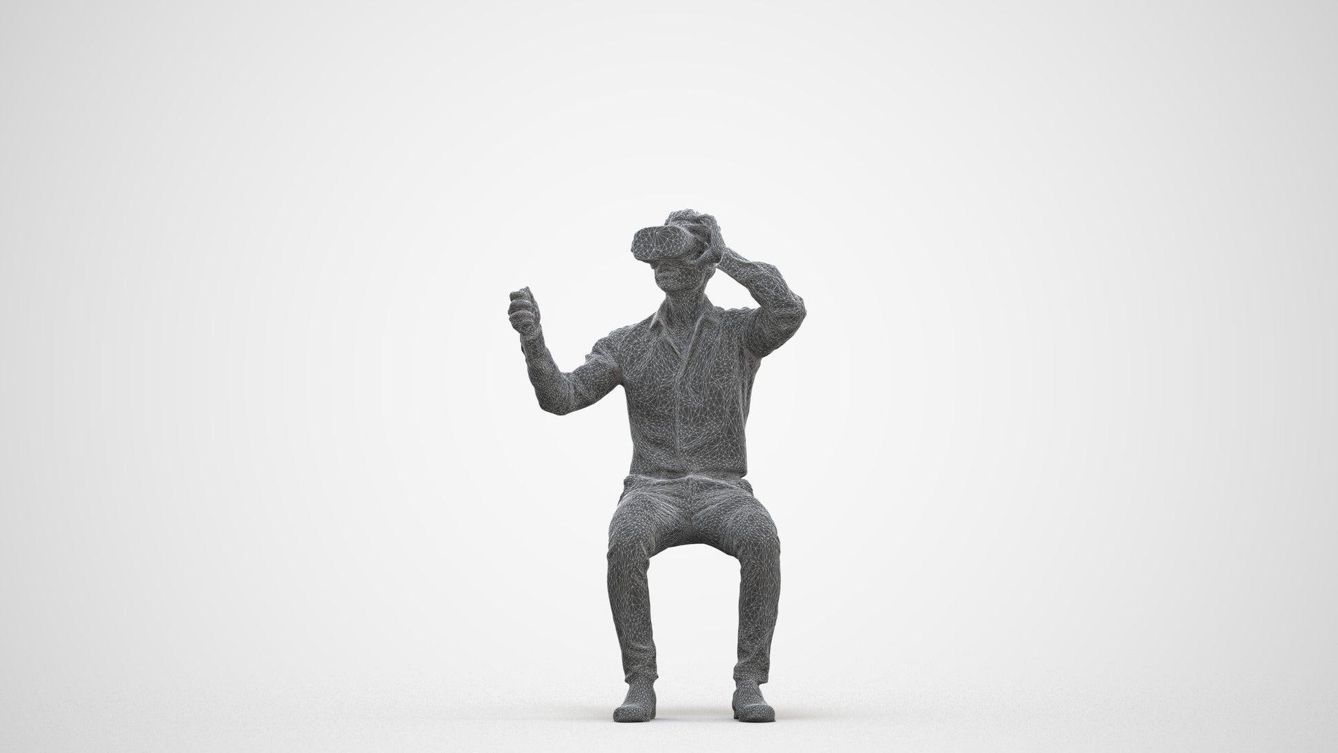 realistic 3D people man business sitting, render-ready for V-Ray and Corona, FBX OBJ, three-quarter front view render