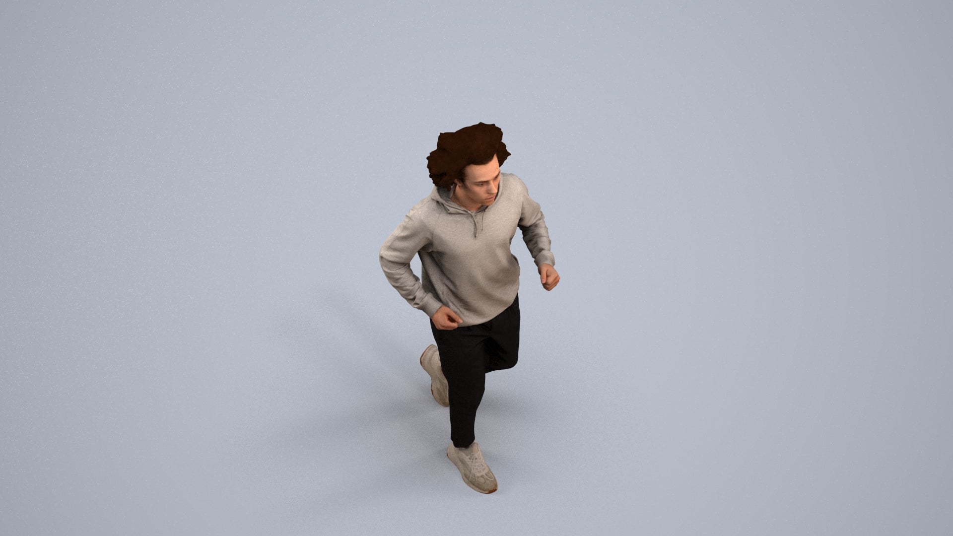 3D human model man sport, photogrammetry scanned person for archviz, back view render