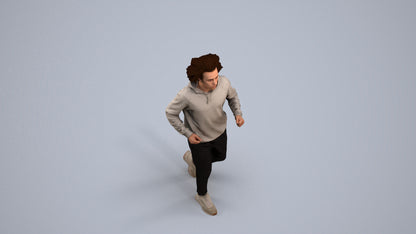 3D human model man sport, photogrammetry scanned person for archviz, back view render
