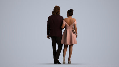 photogrammetry 3D woman formal couple, realistic human model archviz FBX, front view render