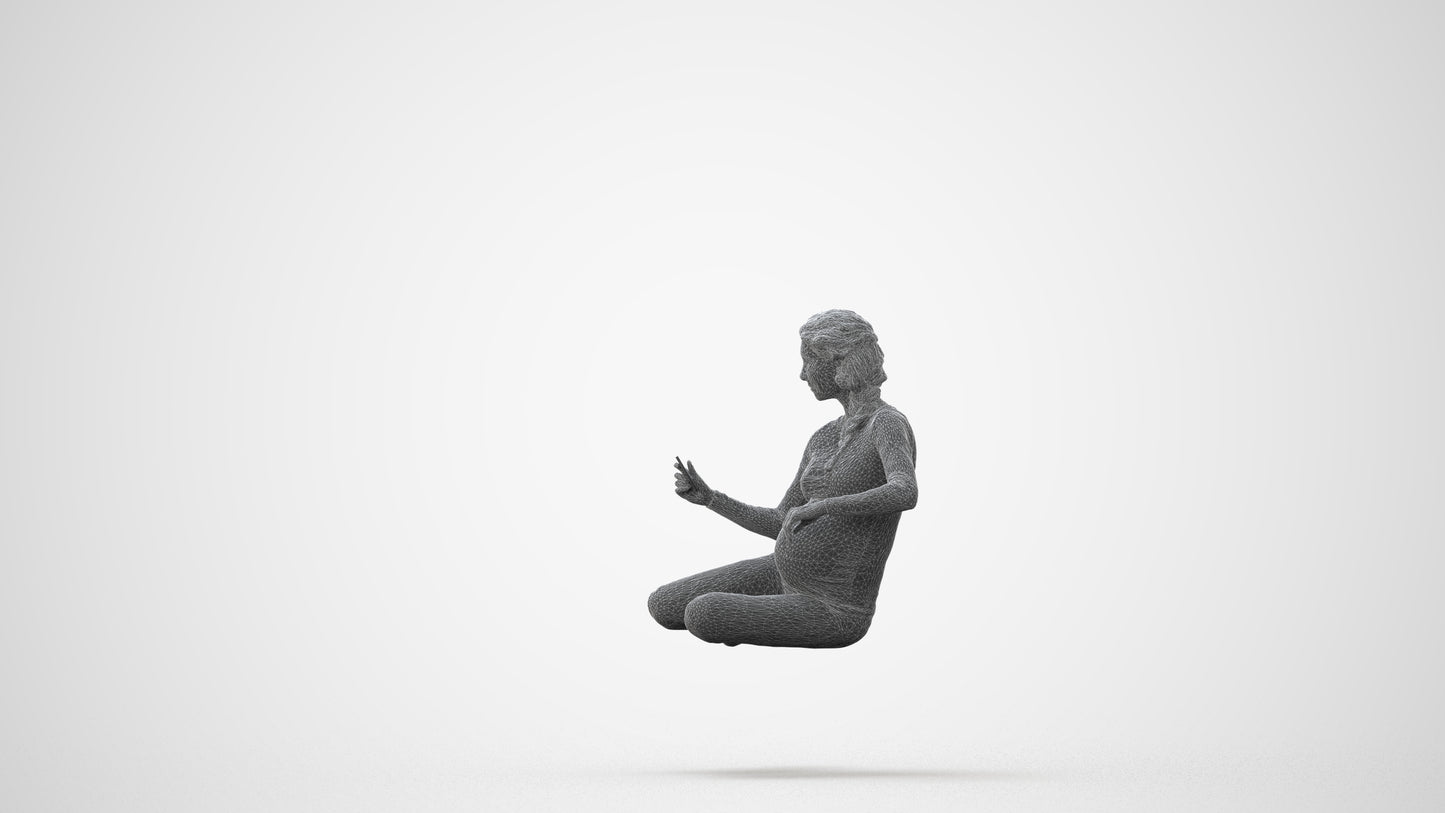 photogrammetry 3D woman casual sitting, realistic human model archviz FBX, square thumbnail