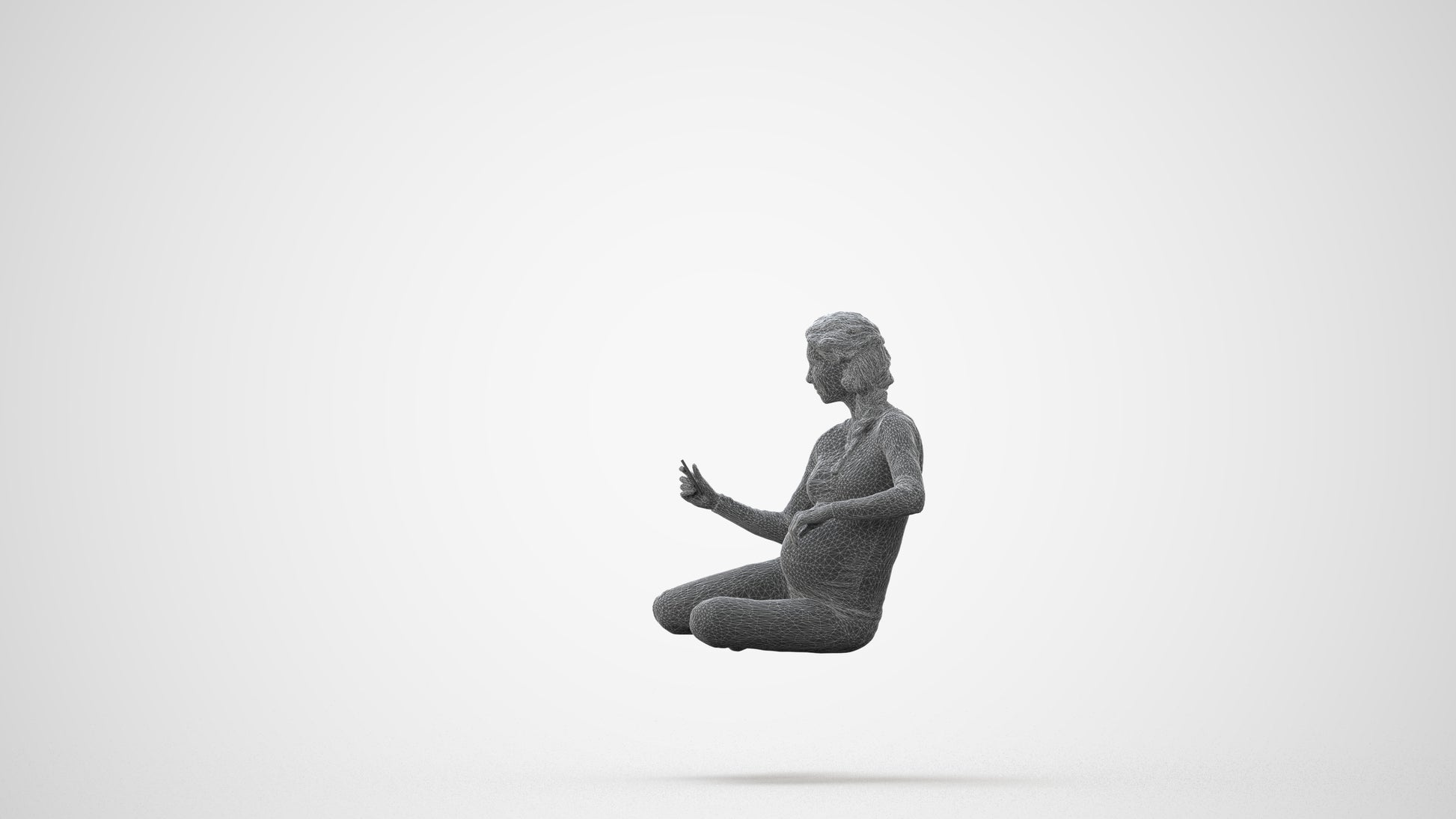 photogrammetry 3D woman casual sitting, realistic human model archviz FBX, square thumbnail