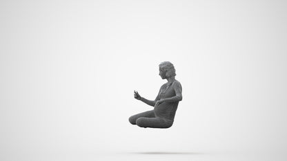 photogrammetry 3D woman casual sitting, realistic human model archviz FBX, square thumbnail