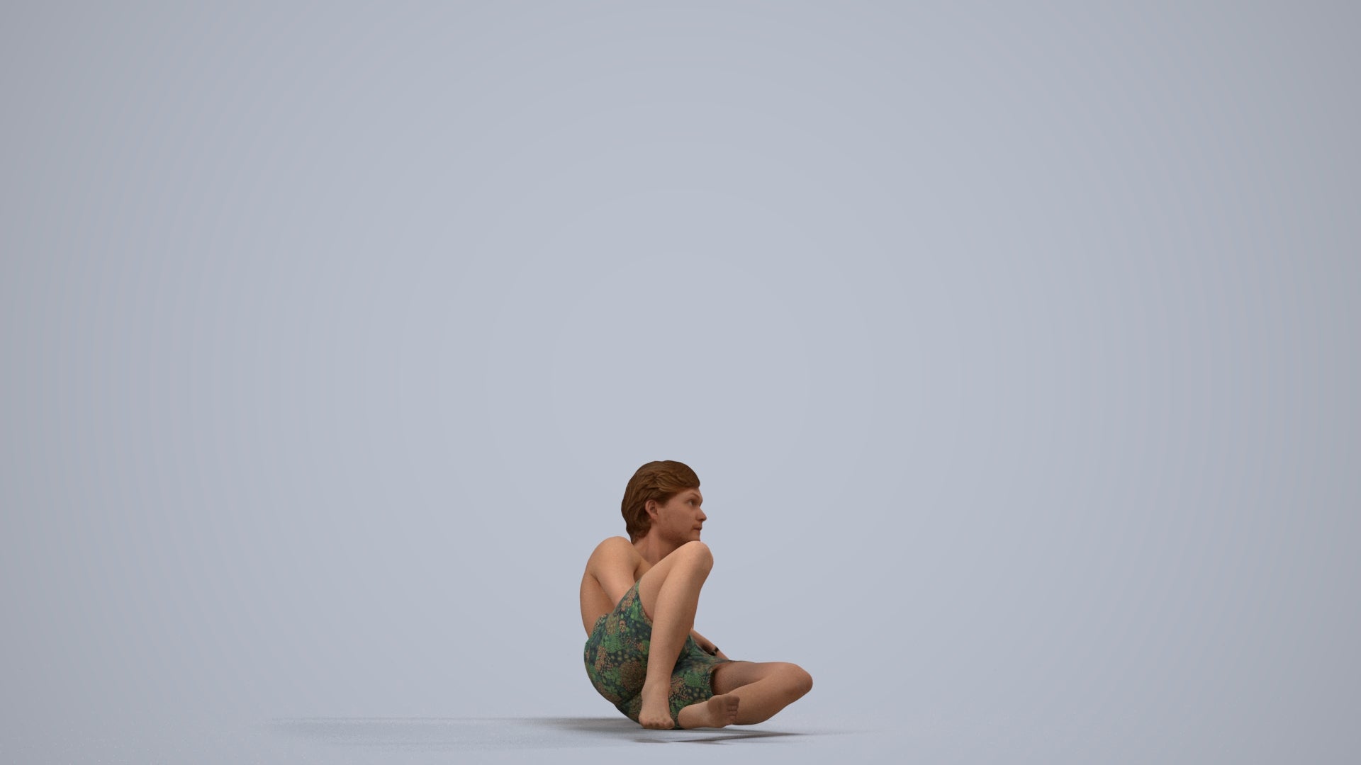 photogrammetry 3D man pool, realistic human model archviz FBX, side view render