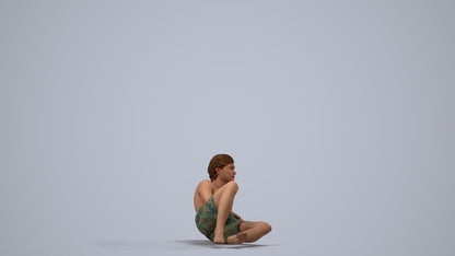photogrammetry 3D man pool, realistic human model archviz FBX, side view render