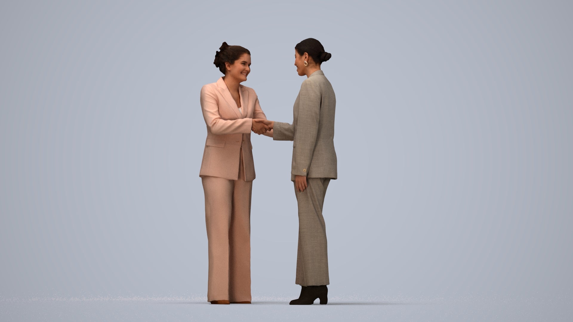 realistic 3D woman business, scanned archviz people for Blender and 3ds Max, top-down view render