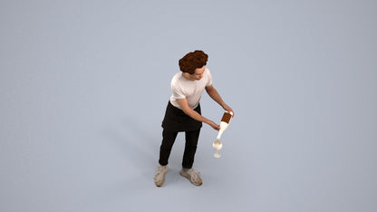realistic 3D human man hospitality, archviz people FBX OBJ for Blender, back view render