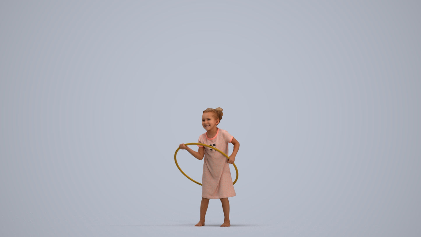 realistic 3D people girl casual kids, render-ready for V-Ray and Corona, FBX OBJ, standing pose render