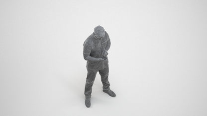 3D people model man casual standing, scanned human for 3ds Max rendering, wireframe three-quarter view