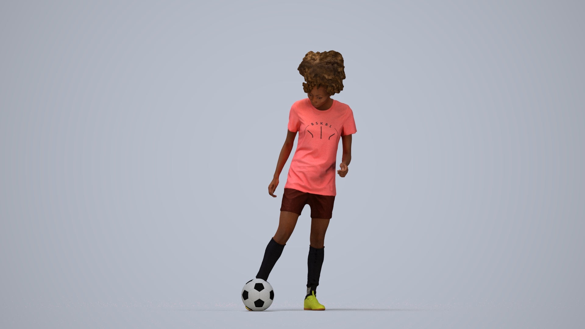 realistic 3D woman sport, scanned archviz people for Blender and 3ds Max, top-down view render