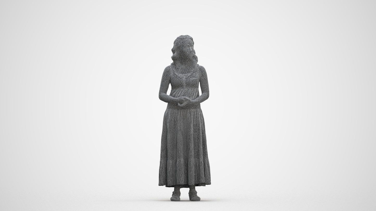 3D people model woman casual standing, scanned human for 3ds Max rendering, three-quarter front view render