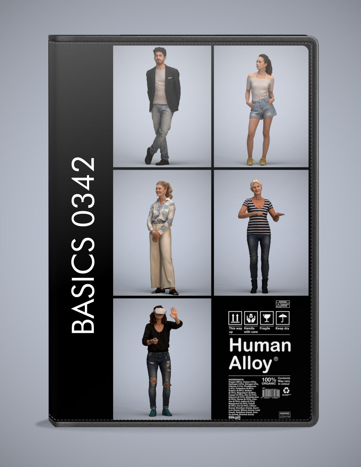 scanned 3D people standing collection, 5 photogrammetry models for Enscape and V-Ray