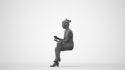 realistic 3D people senior woman casual sitting, render-ready for V-Ray and Corona, FBX OBJ, square thumbnail