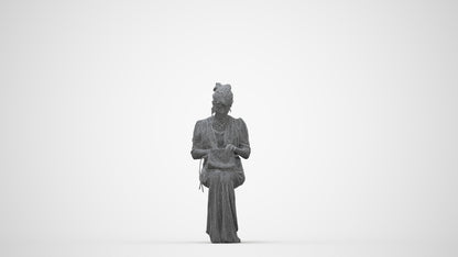 3D people model woman casual standing, scanned human for 3ds Max rendering, wireframe back view