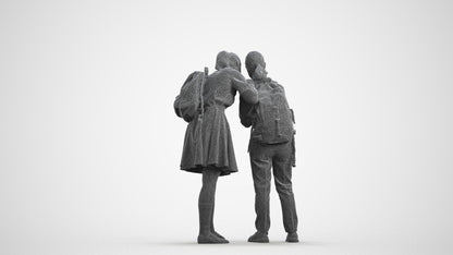 realistic 3D girl kids, scanned archviz people for Blender and 3ds Max, wireframe front view