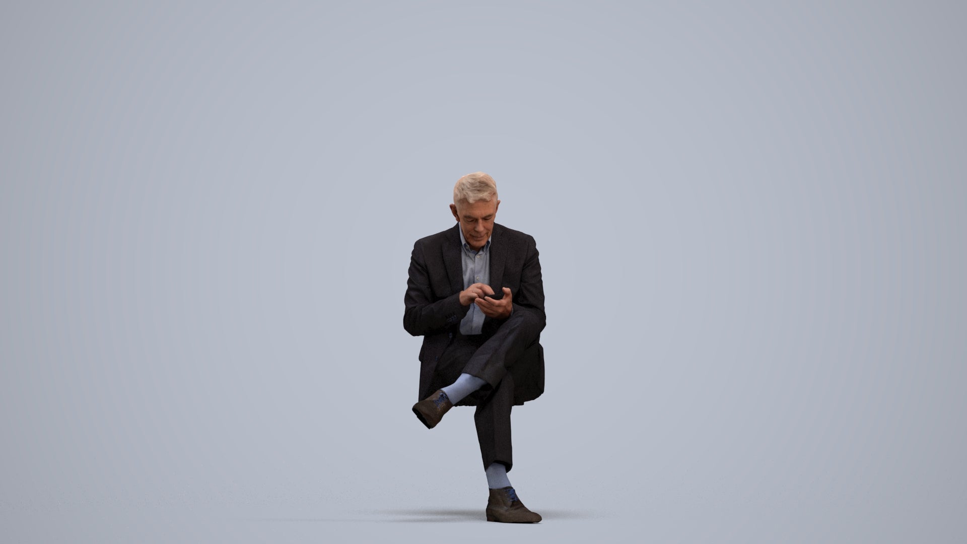 realistic 3D human senior man business, archviz people FBX OBJ for Blender, standing pose render