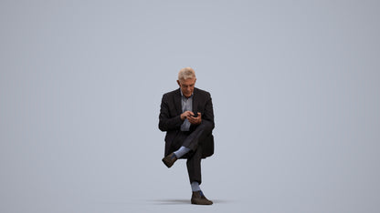 realistic 3D human senior man business, archviz people FBX OBJ for Blender, standing pose render