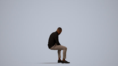 realistic 3D people man business sitting, render-ready for V-Ray and Corona, FBX OBJ, side view render