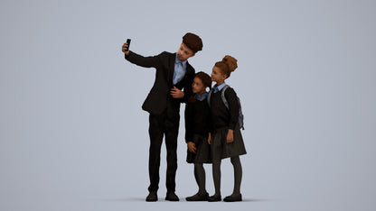 3D people model boy kids, scanned human for 3ds Max rendering, standing pose render