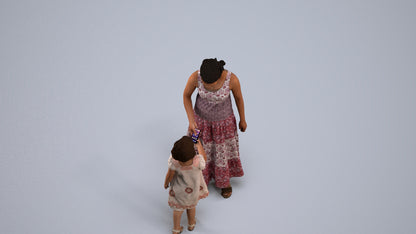 realistic 3D girl casual kids, scanned archviz people for Blender and 3ds Max, back view render