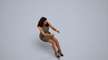3D scanned woman driving casual, photorealistic archviz people for Enscape and SketchUp, back view render